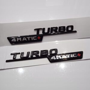 EMBLEMATY MERCEDES TURBO 4MATIC CZARNY POŁYSK KOMPLET NA BŁOTNIKI