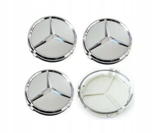 4x Dekielek 75 mm Mercedes-Benz dekielki mercedes srebrne - obrazek 4