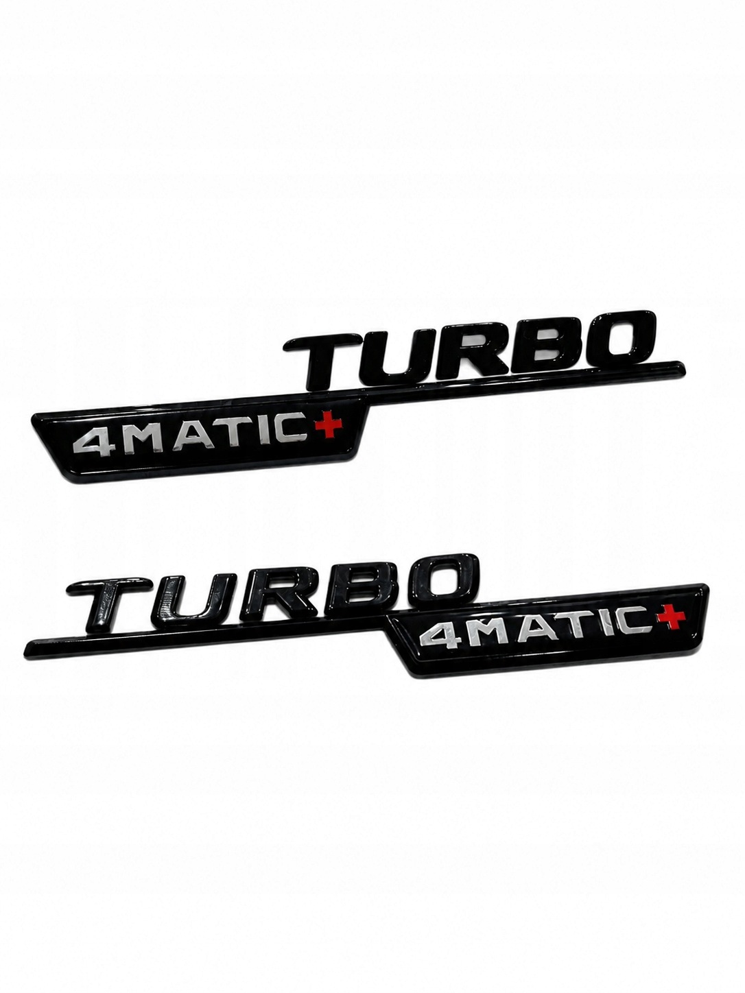 EMBLEMATY MERCEDES TURBO 4MATIC CZARNY POŁYSK KOMPLET NA BŁOTNIKI