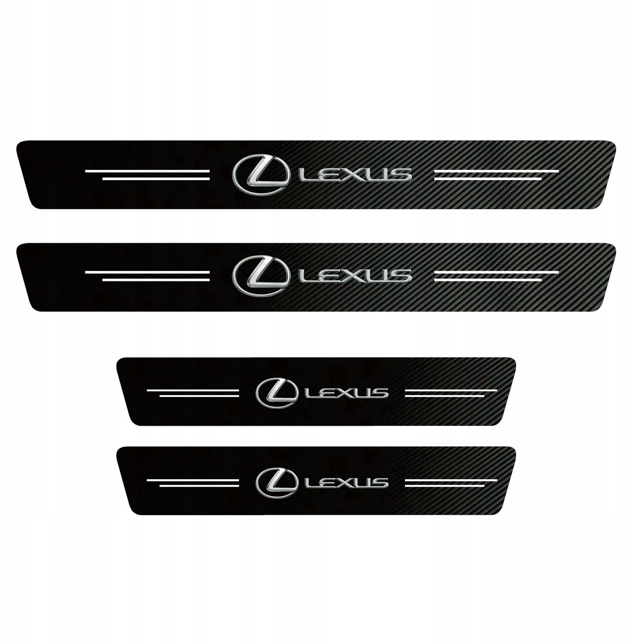 4x NAKLEJKI OCHRONNE NA PRÓG FOLIA OCHRONNA CARBONOWE LEXUS LOGO