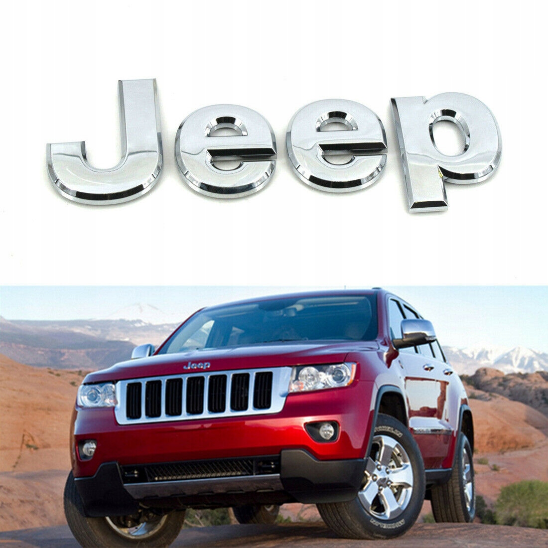 Emblemat samochodowy Jeep metalowy czarny chrom 3D - obrazek 2