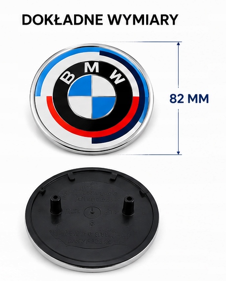 Znaczek BMW Czarny Biały 82mm Emblemat Przód Logo 50 Jahre BMW M Power Nowe - obrazek 2