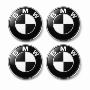 4x Naklejki na dekielki BMW 65 mm czarno-białe, zestaw