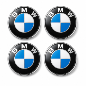 4x Naklejki na dekielki BMW 65 mm niebiesko-białe, zestaw