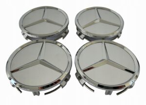 4x Dekielki Mercedes-Benz 75 mm srebrne, zestaw komplet