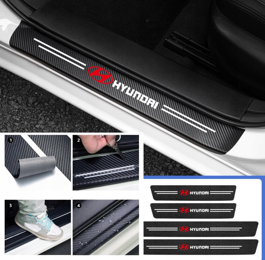 Karbonowe naklejki ochronne na progi HYUNDAI Zestaw 4 sztuki - obrazek 2