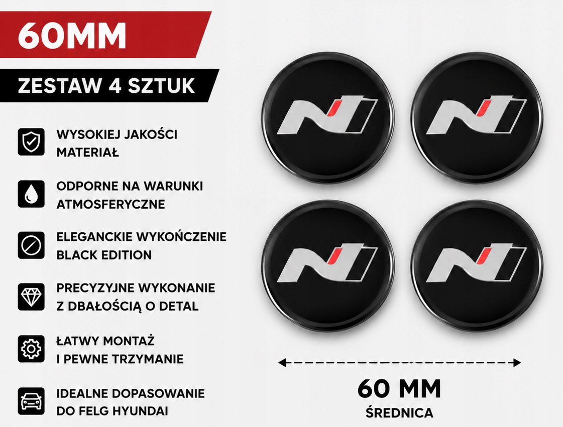 Dekielek Hyundai OE 60 mm 4x dekielki N Line 60mm do Hyundai - obrazek 3