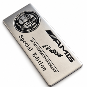 Emblemat Mercedes AMG Affalterbach Special Edition srebrny znaczek dekoracyjny karta