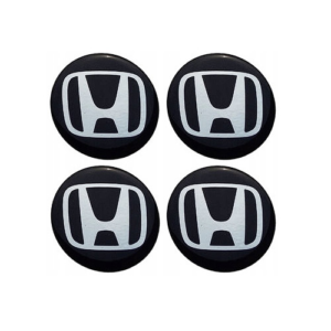 4x Naklejki na dekielki Honda 56 mm czarne, zestaw