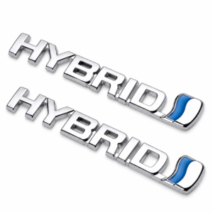 2x Emblemat Toyota hybrid srebrny komplet