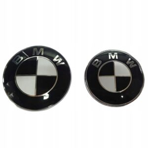 2x Emblemat BMW 82 mm i 74 mm czarno-biały, zestaw