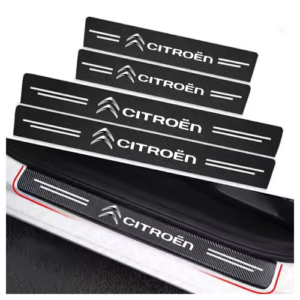 Naklejki na progi Citroen carbon białe logo, komplet zestaw