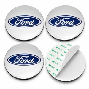 Naklejki na dekielki Ford 56 mm srebrne chrom - komplet 4 szt