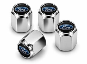 Nakrętki na wentyle Ford chrom srebrne - komplet 4 szt