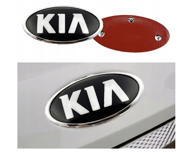 Emblemat Kia 130 x 65 mm - tył i montaż