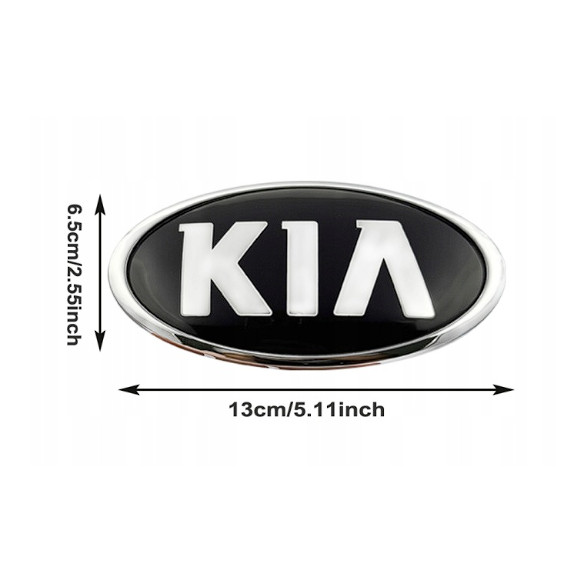 Emblemat Kia 130 x 65 mm czarny przód/tył