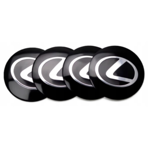 4x Naklejki na dekielki Lexus 56 mm czarne, zestaw
