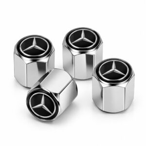 Nakrętki na wentyle Mercedes chrom srebrne - komplet 4 szt