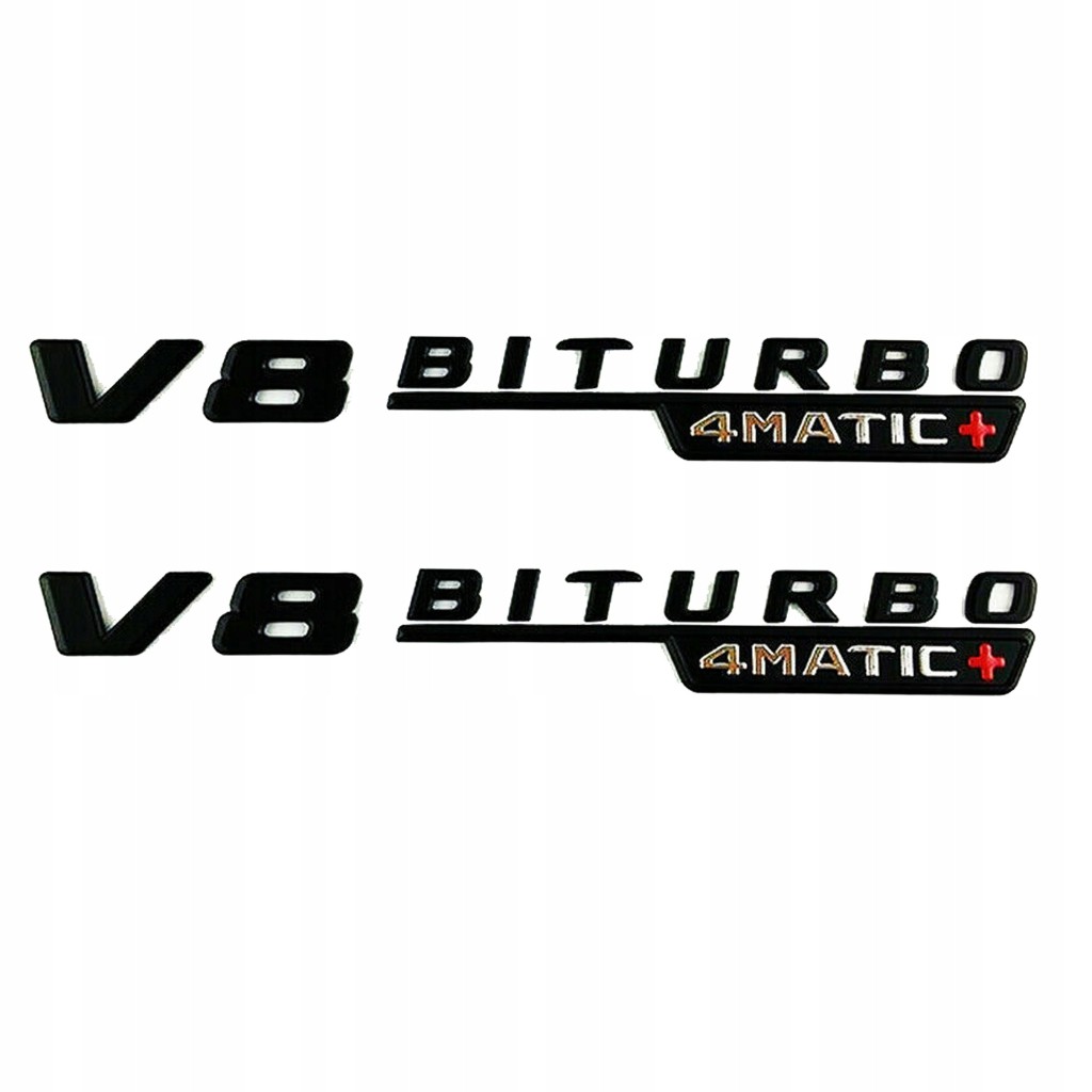 Emblemat Mercedes V8 BITURBO 4MATIC+ czarny 1 szt.
