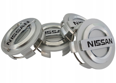 4x Dekielki Nissan 54 mm srebrne, zestaw