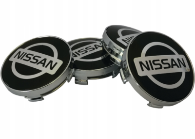 4x Dekielki Nissan 60 mm czarne, zestaw