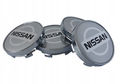4x Dekielki Nissan 60 mm srebrne, zestaw