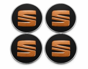 4x Dekielki Seat Cupra 55 mm miedziane, zestaw komplet