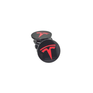 4x Dekielki Tesla 57 mm czarne czerwone logo, zestaw