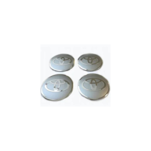 4x Naklejki na dekielki Toyota 56 mm srebrne, zestaw