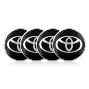 Naklejki na dekielki Toyota 56 mm czarne - komplet 4 szt